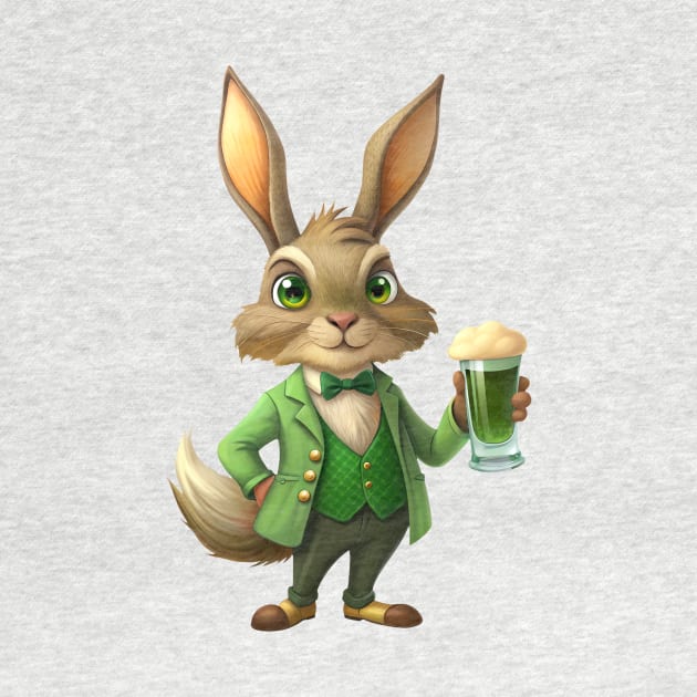 St. Patrick's Day Happy Hour: Pint-Holding Hare by Frim-Design